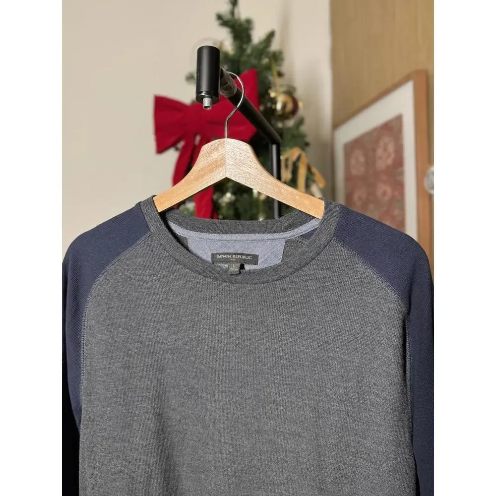 Men's Long Sleeve Raglan T-Shirt, Gray and Navy